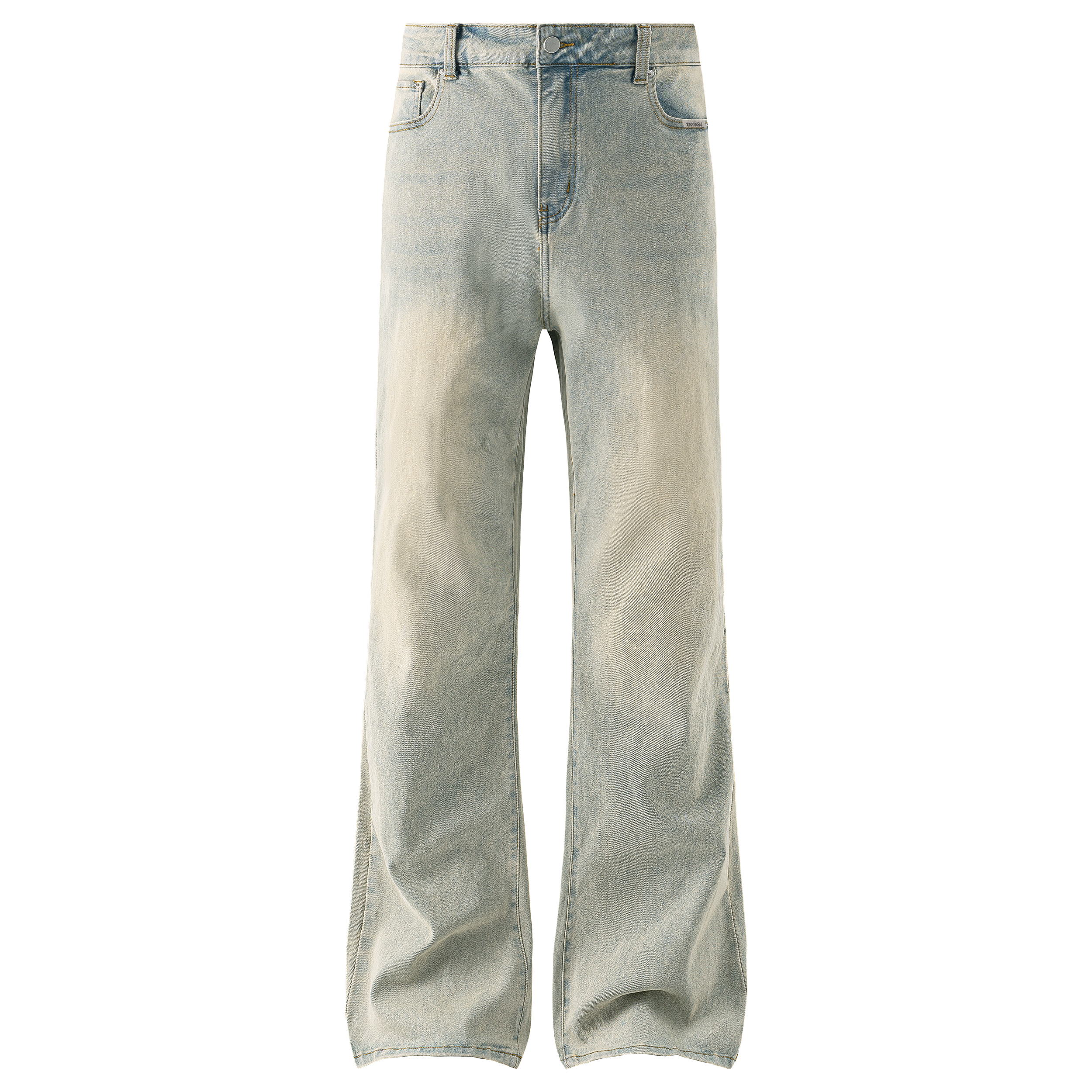 XINYINSU Retro High Stretch Mid-Rise Flared Jeans with Logo - Unisex Summer Style X9286
