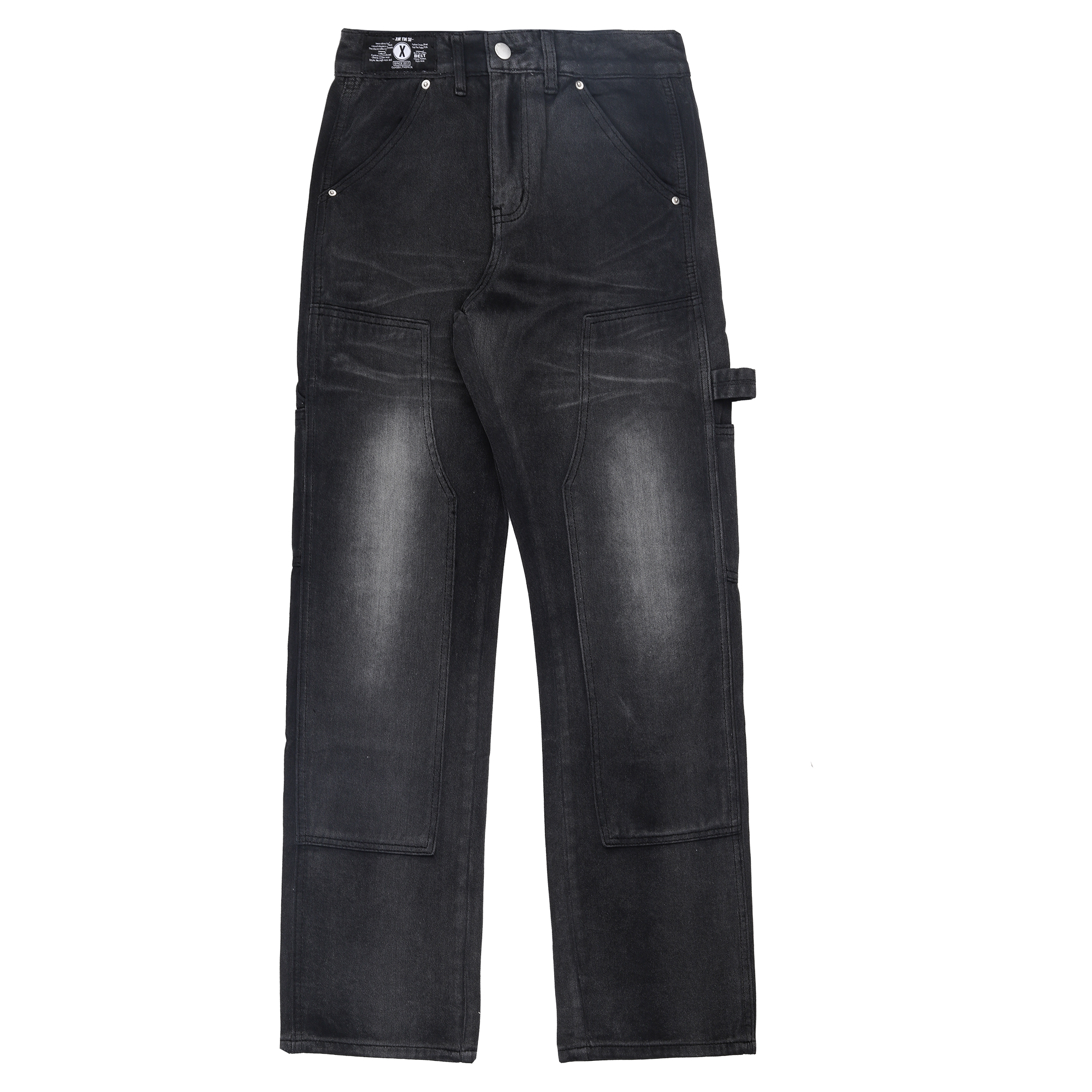 XINYINSU Retro Washed Baggy Straight Jeans Khaki Unisex Comfortable Style 9078
