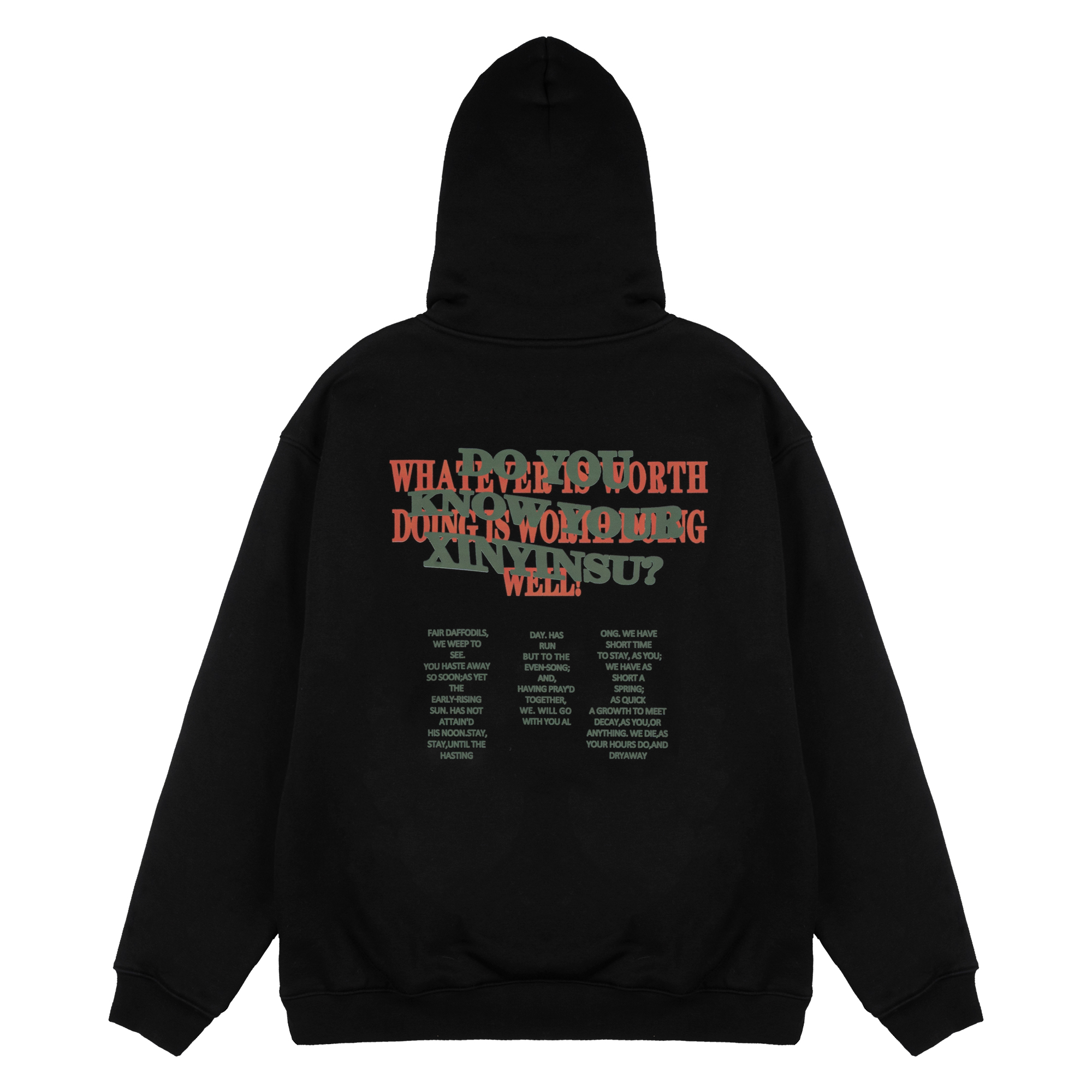 XINYINSU Visual Overlay Logo Print Fleece Hoodie - Unisex Pullover X5008
