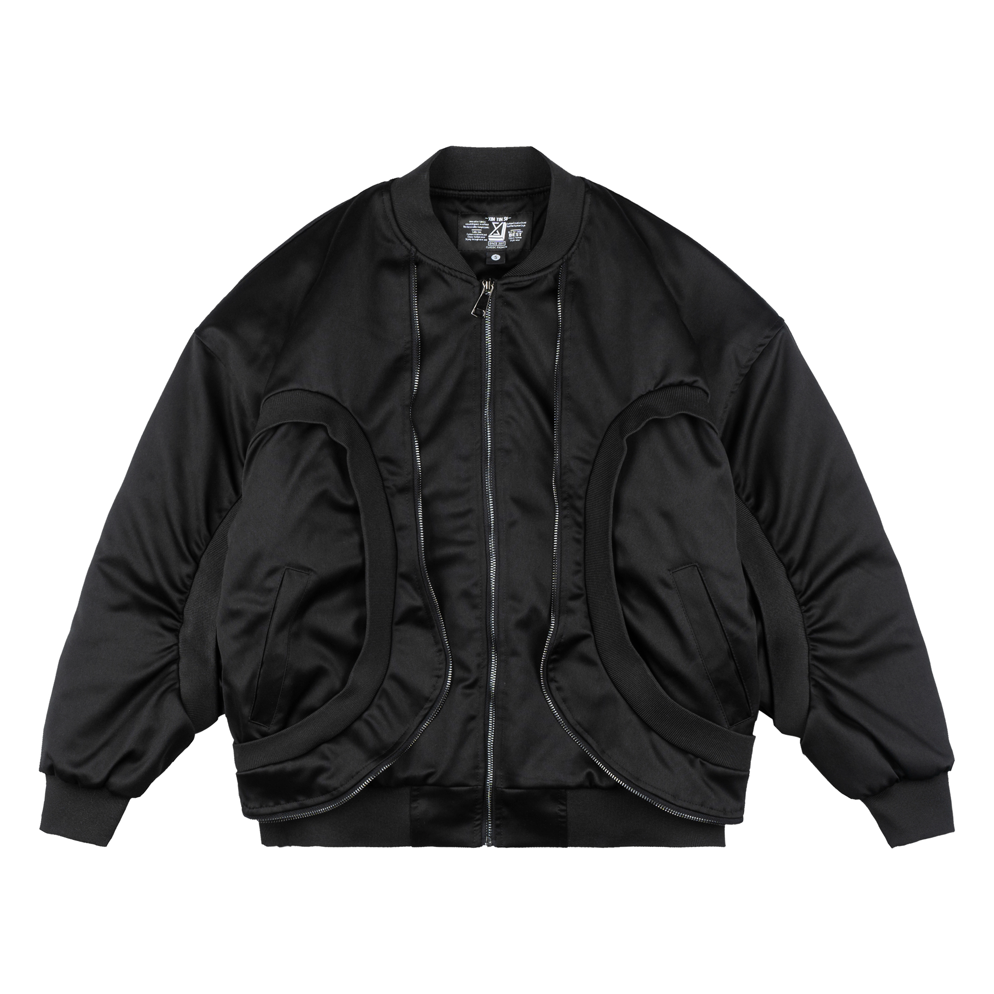 XINYINSU Winter Thickened Fleece Zip Cotton Jacket Unisex Black X7177