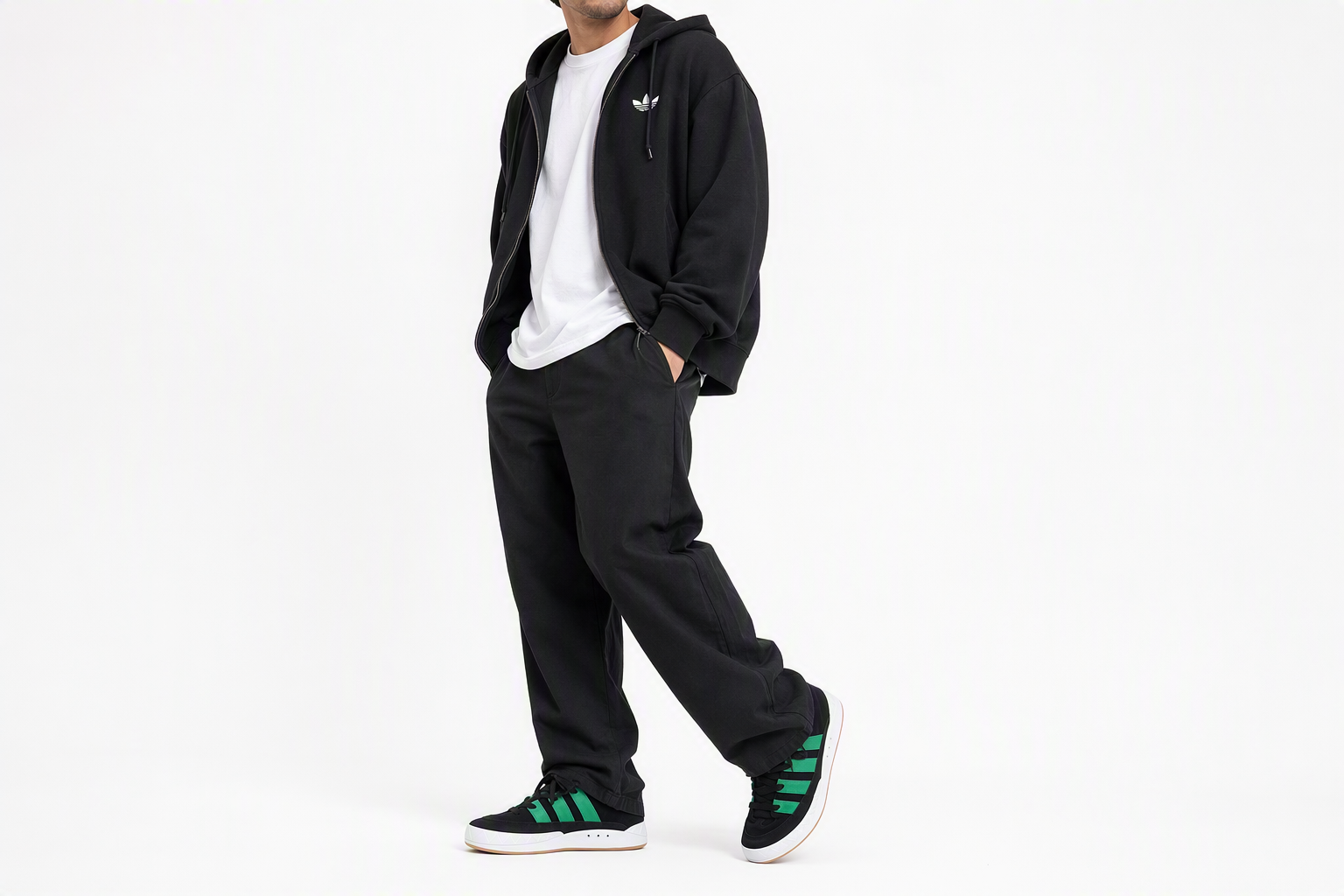 Order XLARGE x atmos x adidas Adimatic 'Hitam Hijau' HQ3936