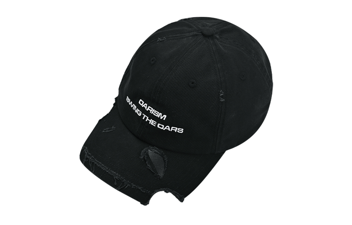 Xotic HSW x Oarism Distressed Black Cotton Curved Brim Cap Unisex OAR-AW22-H001