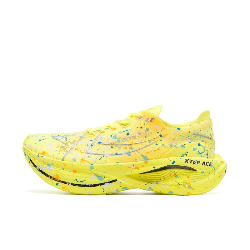 XTEP 160X 3.5 PRO Yellow Python Marathon Racing Shoes - Fluorescent Yellow 976419110084 Fluorescent Bright Yellow/Translucent Cyan Blue