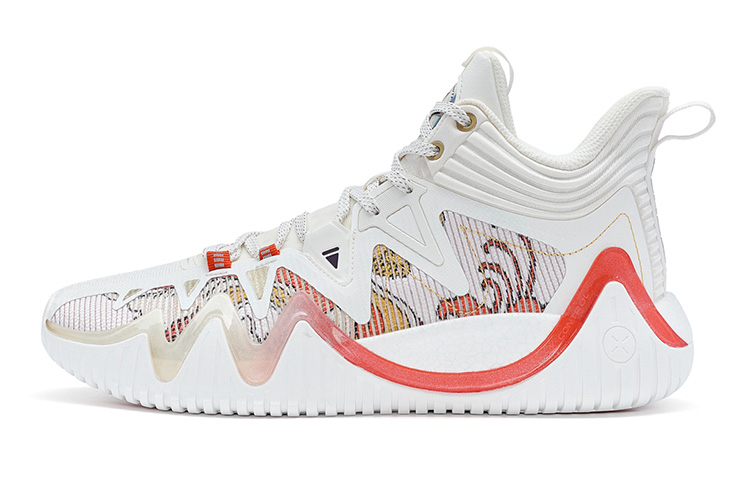 XTEP Blade 1 Basketball Shoes White/Red Mid-Top Durable Performance. 976119120020 White Sail/ Vivid Crimson/ Licorice Yellow