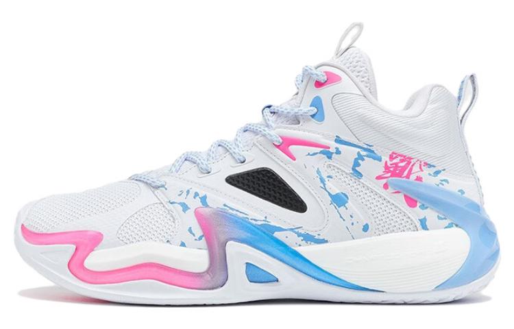Xtep Mid-Top Basketball Shoes White Blue - Durable, Breathable, Stylish 977119120013 New White with North Carolina Blue.
