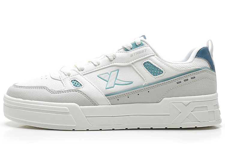 Xtep Street Casual Low-Top Sneakers White/Gray/Blue Lightweight & Non-Slip 876119310028 Sail White/Light Hemp Gray/Sky Blue