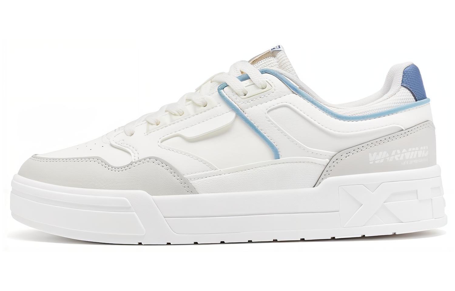 Xtep White Gray Blue Low-Top Casual Anti-Slip Skate Shoes 977119310056 Sail White/Light Linen Gray