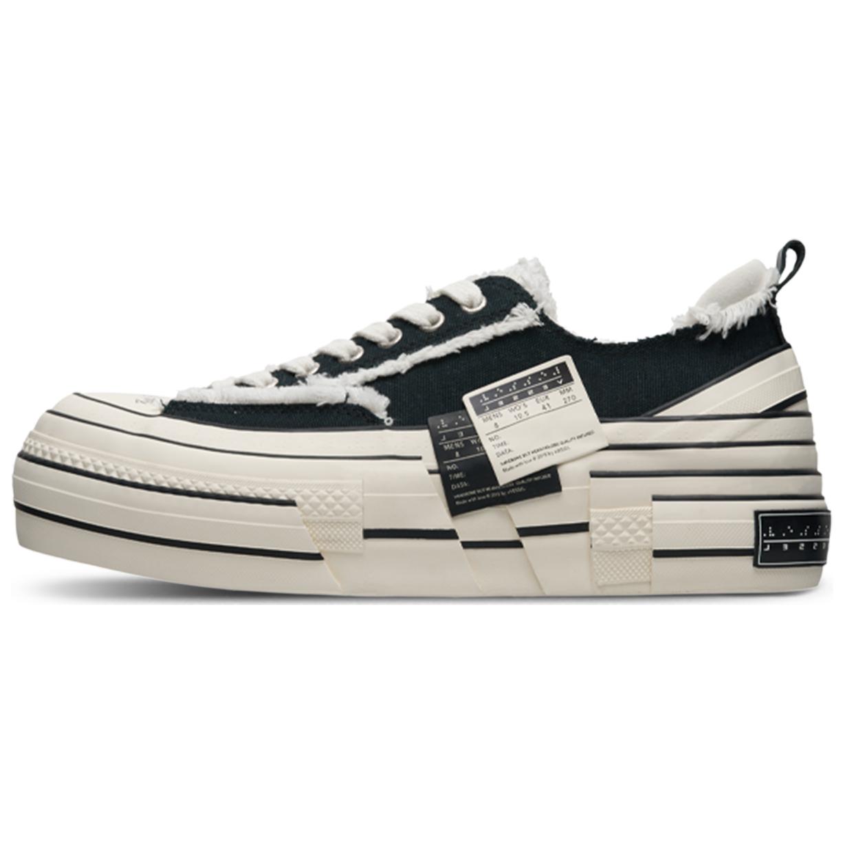 xVESSEL Black Low-Top Platform Canvas Shoes Distressed Casual Sneaker S23X26B