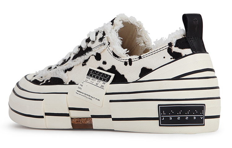 Purchase 【10月31日20點 得物限時補貨50雙】 xVESSEL G.O.P. Lows “Cow Print“ 牛奶 馬鬃軟木塞硫化 防滑耐磨 低筒 帆布鞋 黑白色