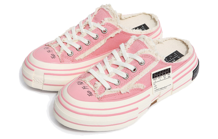 Lookbook xVESSEL G.O.P.滑入式粉紅色半拖 鬆木硫化時尚平底鞋 男女款 浅粉色變色