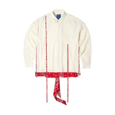 xVESSEL Oversized Patchwork Long Sleeve Shirt Unisex Couple Style White Y22X217W