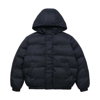 xVESSEL Paisley Loose Fit Hooded Puffer Jacket Unisex Black Y23X701B