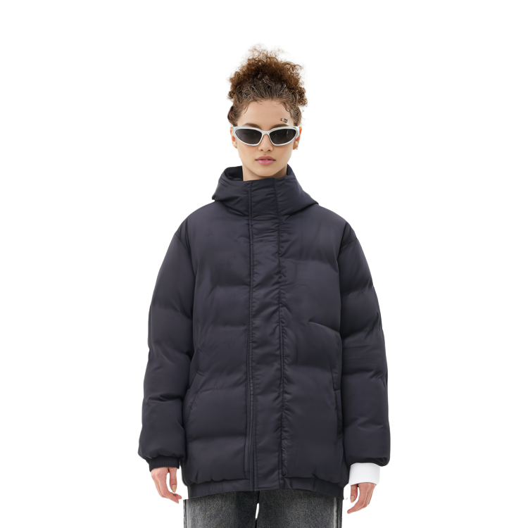 Sizing xVESSEL Paisley 寬鬆版連帽羽絨夾克 男女款 黑色 Y23X701B