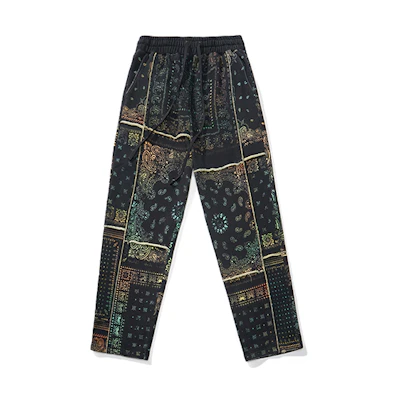 xVESSEL Paisley Patchwork Sweatpants Unisex Black Y22X613B