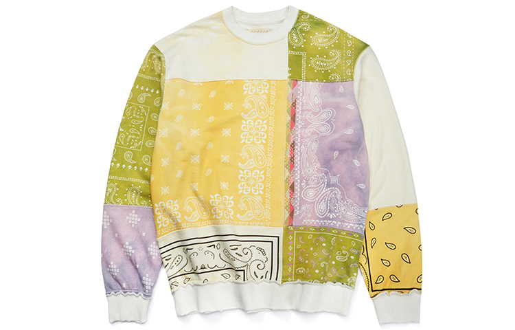 xVESSEL Paisley Patchwork Sweatshirt Unisex Yellow Y21X714Y