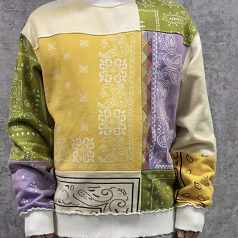 Shop xVESSEL ペイズリーパッチワーク スウェットシャツ ユニセックス イエロー Y21X714Y