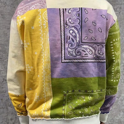 xVESSEL ペイズリーパッチワーク スウェットシャツ ユニセックス イエロー Y21X714Y Purchase xVESSEL ペイズリーパッチワーク スウェットシャツ ユニセックス イエロー Y21X714Y