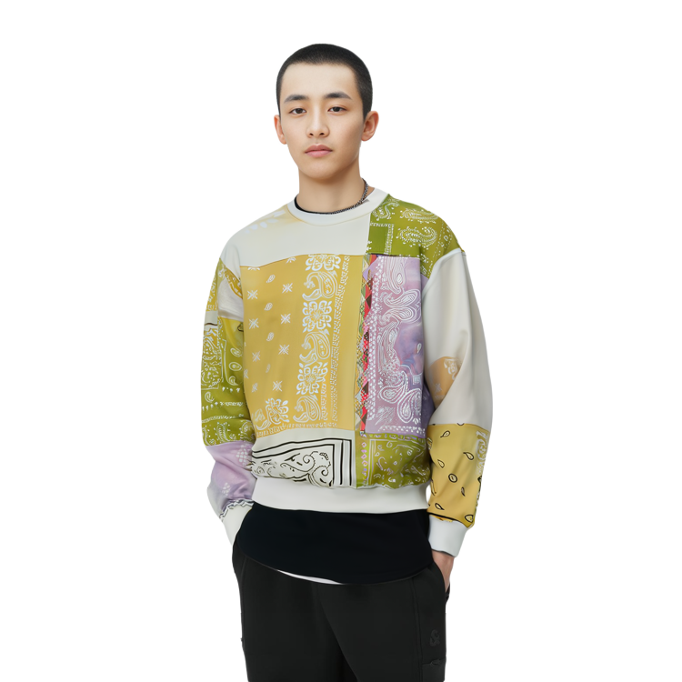 Details for xVESSEL ペイズリーパッチワーク スウェットシャツ ユニセックス イエロー Y21X714Y