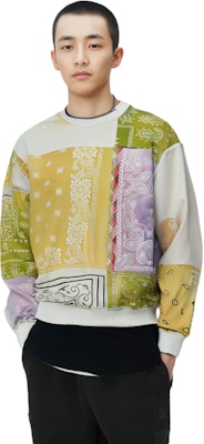 xVESSEL ペイズリーパッチワーク スウェットシャツ ユニセックス イエロー Y21X714Y Details for xVESSEL ペイズリーパッチワーク スウェットシャツ ユニセックス イエロー Y21X714Y
