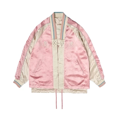 xVESSEL Reversible Yokosuka Embroidered Satin Bomber Jacket Unisex Trendy Style y23x682p