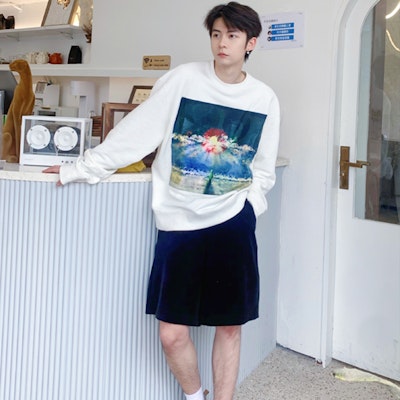 xVESSEL サンライズ プリント ユニセックス フーディー ホワイト Y20X712W1 Shop xVESSEL サンライズ プリント ユニセックス フーディー ホワイト Y20X712W1