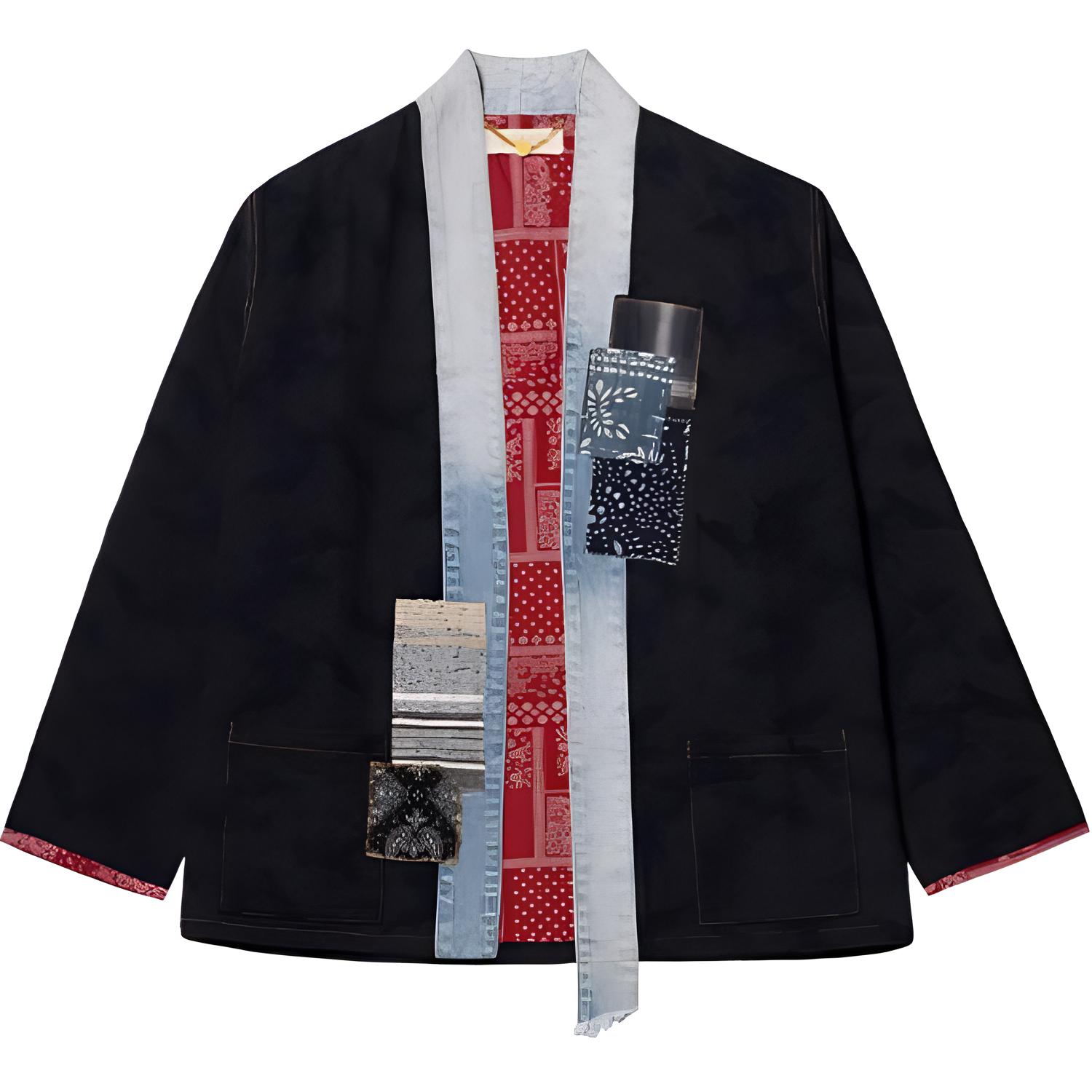 xVESSEL Unisex Black Comfortable Casual Patchwork Jacket Y21X602B