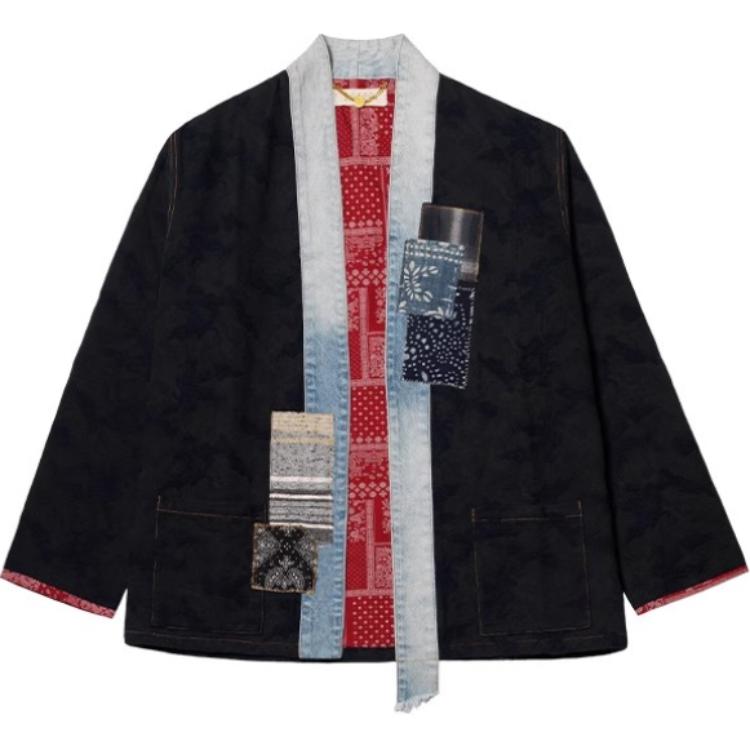 Order xVESSEL 유니섹스 블랙 캐주얼 편안한 패치워크 자켓 Y21X602B