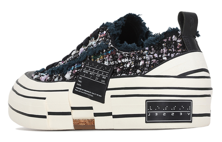 Purchase xVESSEL g.o.p. lows "d.b. tweed" 小香風黑色情人節軟木塞硫化 低幫 帆布鞋 男女同款 黑色