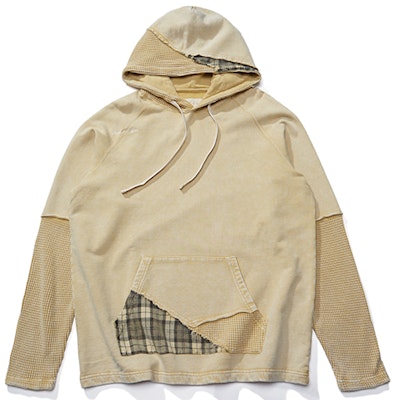 xVESSEL Waffle Plaid Patchwork Hoodie Gaya Retro Uniseks Y21X713P Shop xVESSEL Waffle Plaid Patchwork Hoodie Gaya Retro Uniseks Y21X713P