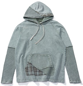 xVESSEL Waffle Plaid Patchwork Hoodie Gaya Retro Uniseks Y21X713P Cheap xVESSEL Waffle Plaid Patchwork Hoodie Gaya Retro Uniseks Y21X713P