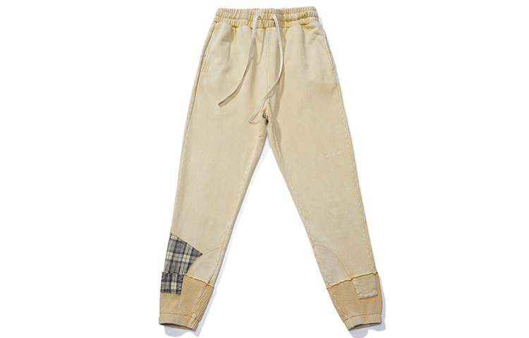 Shop xVESSEL 格紋休閒拼接長褲 寬鬆版型 男女適穿休閒褲。 Y21X720P