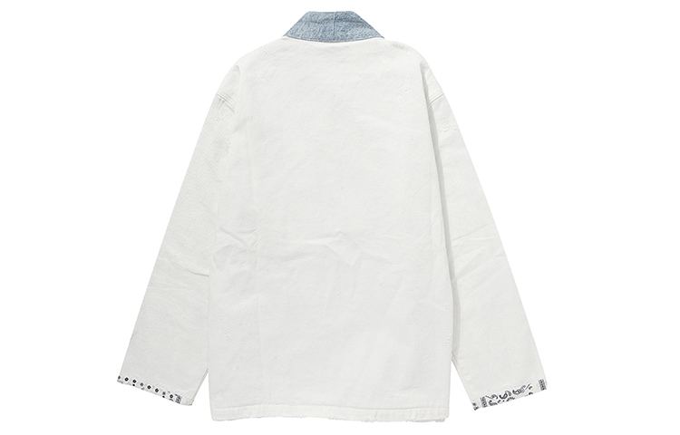 Lookbook xVESSEL 白色拼接長袍外套 男女通用休閒外套 白色 Y20X613W