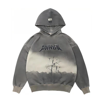 xVESSEL Kung Fu Panda Oversized Hoodie Unisex Grey Y24X646B