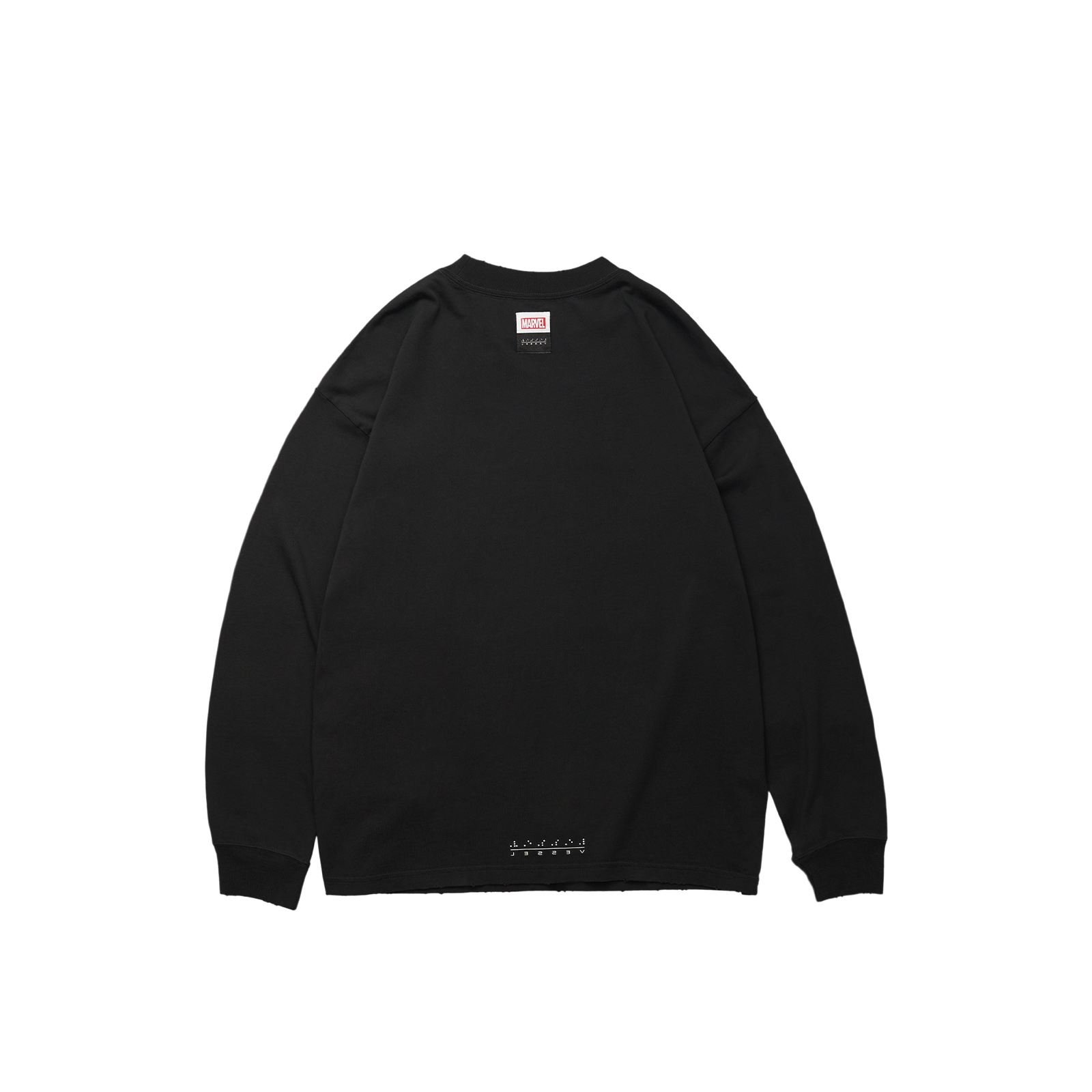 Lookbook xVESSEL x MARVEL コラボ ブラック カートゥーン クルーネック スウェットシャツ ユニセックス Y23X6108B3