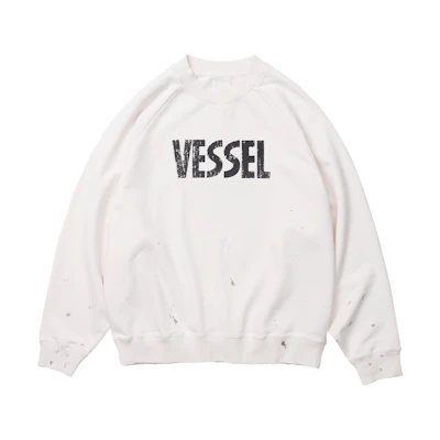 xVESSEL MARVEL Collab Letter Print Crewneck Long-Sleeve Sweatshirt White Unisex Y23X6112W