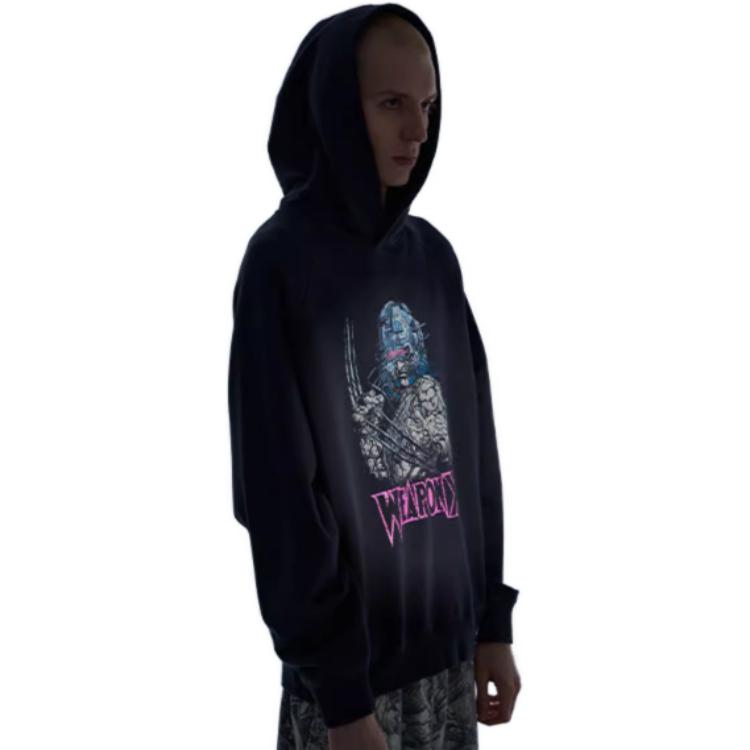 Shop xVESSEL x MARVEL 漫威聯名黑色漫畫印花連帽上衣 男女款 Y23X6108B