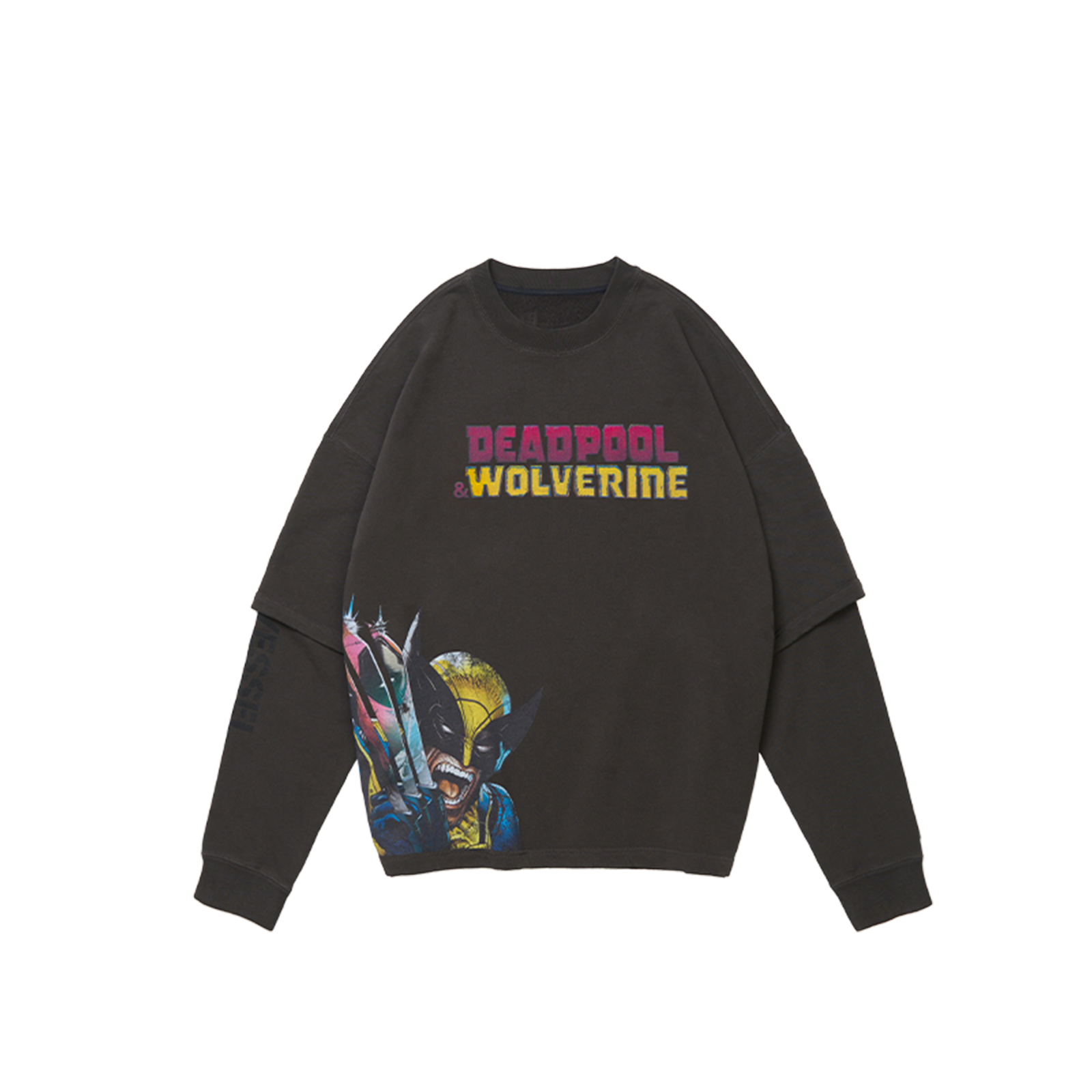 xVESSEL x MARVEL Deadpool Long-Sleeve Crewneck T-Shirt Unisex Black Edition Y24MV901