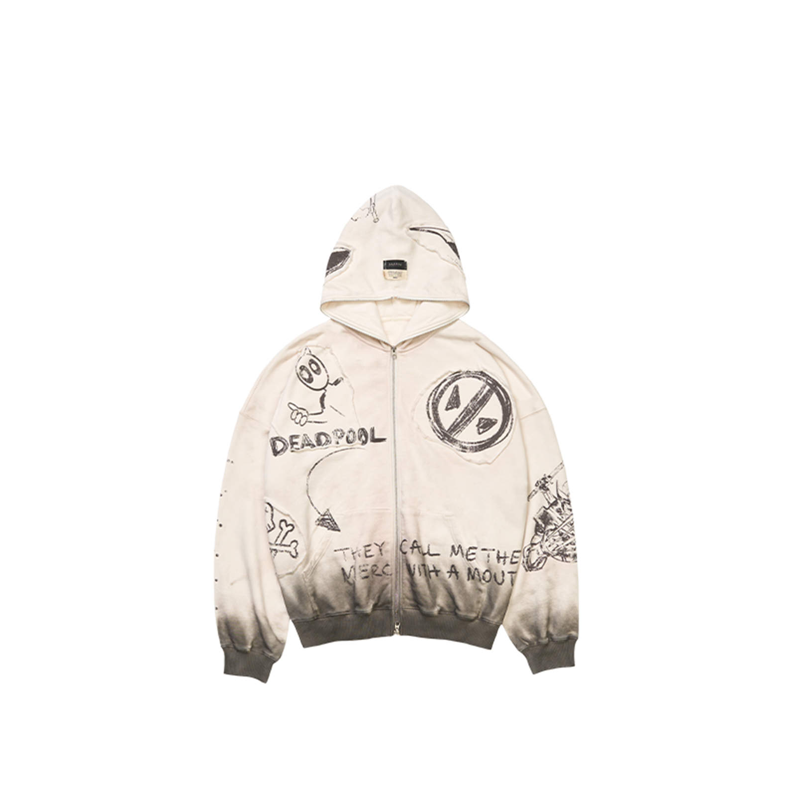 xVESSEL x MARVEL Deadpool White Unisex Zipper Hoodie Fashion Casual Wear Y24MV769