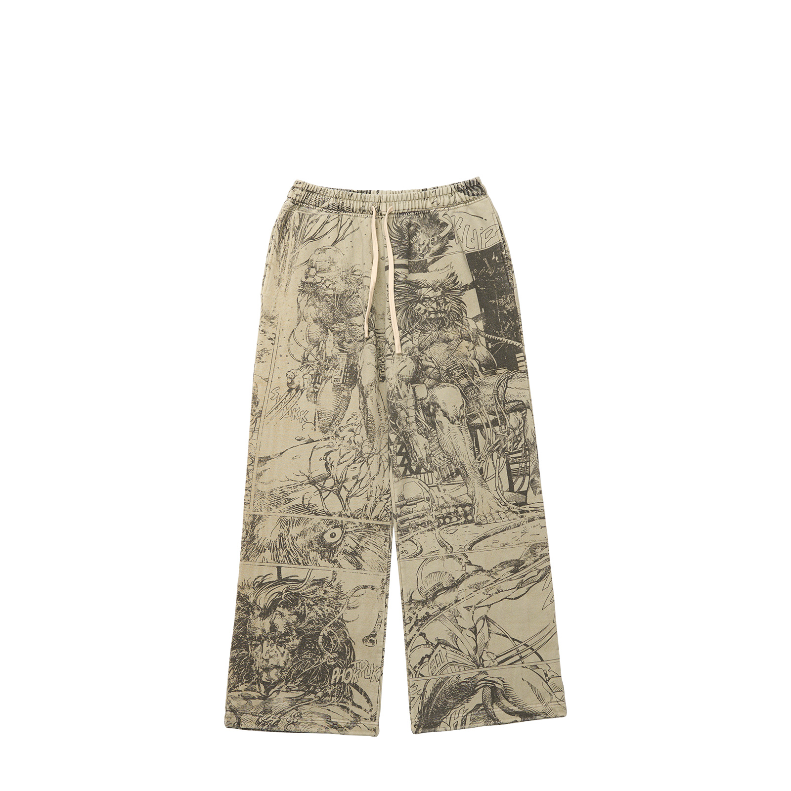 xVESSEL x MARVEL FW23 Khaki Loose Fit Comic Print Unisex Casual Pants Y23X6121B