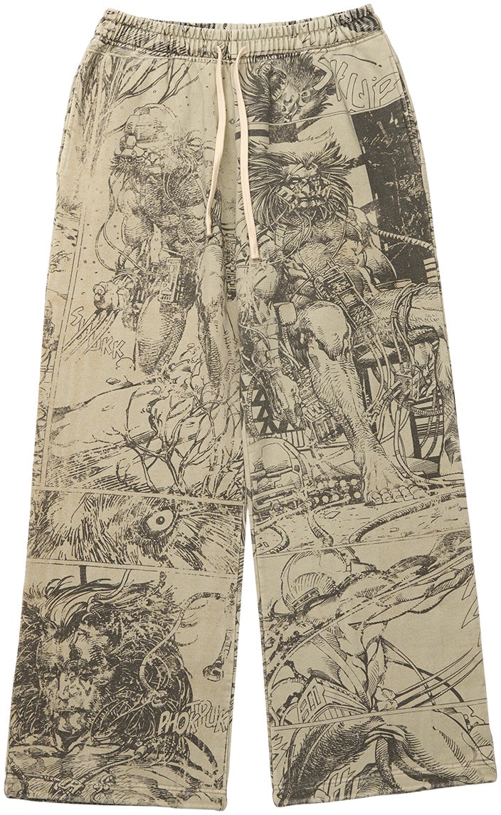 x-vessel-x-marvel-fw-23-khaki-loose-fit-comic-print-unisex-casual-pants-y23-x6121-b