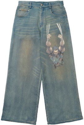 xVESSEL x MARVEL Wolverine Seluar Denim Grafik Uniseks Biru Muda Y23X6118B Order xVESSEL x MARVEL Wolverine Seluar Denim Grafik Uniseks Biru Muda Y23X6118B