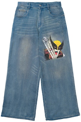 xVESSEL x MARVEL Wolverine Seluar Denim Grafik Uniseks Biru Muda Y23X6118B Shop xVESSEL x MARVEL Wolverine Seluar Denim Grafik Uniseks Biru Muda Y23X6118B