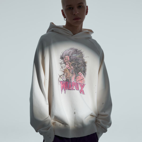 Shop xVESSEL x MARVEL 金鋼狼印花白色連帽衫 男女休閒穿搭 Y23X6109W