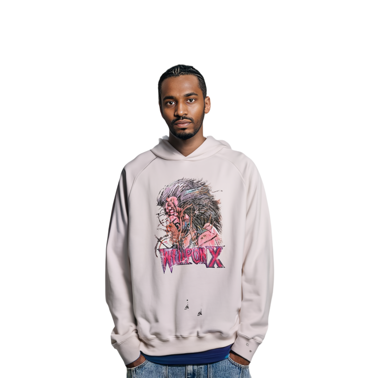 Cheap xVESSEL x MARVEL 金鋼狼印花白色連帽衫 男女休閒穿搭 Y23X6109W