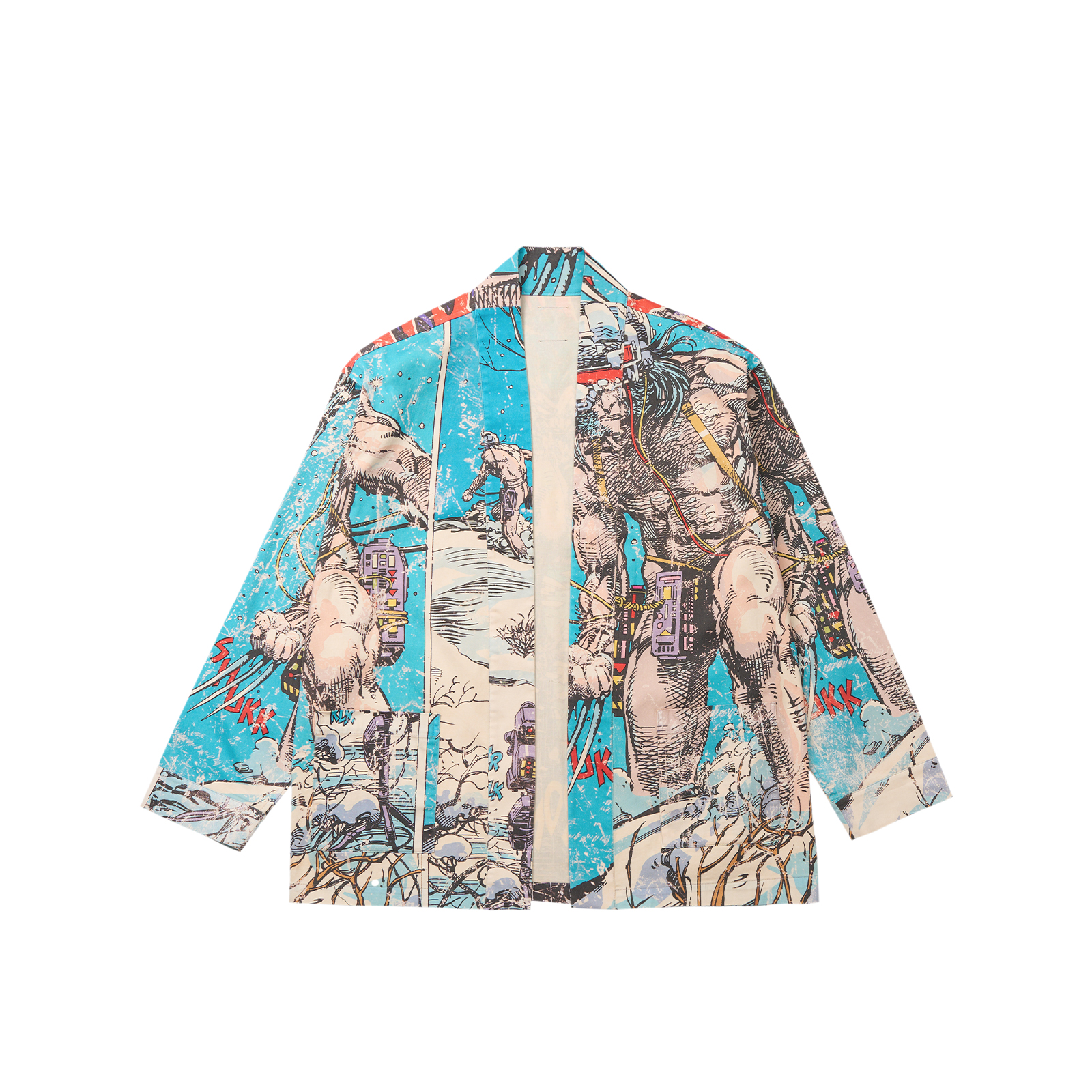 xVESSEL x MARVEL Wolverine Print Kimono Cardigan Jacket Sky Blue Unisex Y23X6122B