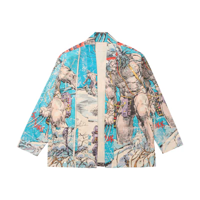 xVESSEL MARVEL Wolverine Print Kimono Cardigan Jacket Sky Blue Unisex Y23X6122B