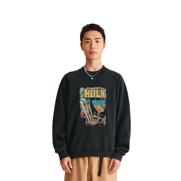 Shop xVESSEL x Marvel X-Men 金鋼狼對浩克加大版連帽衫 黑色 男女適用 Y23X6101B