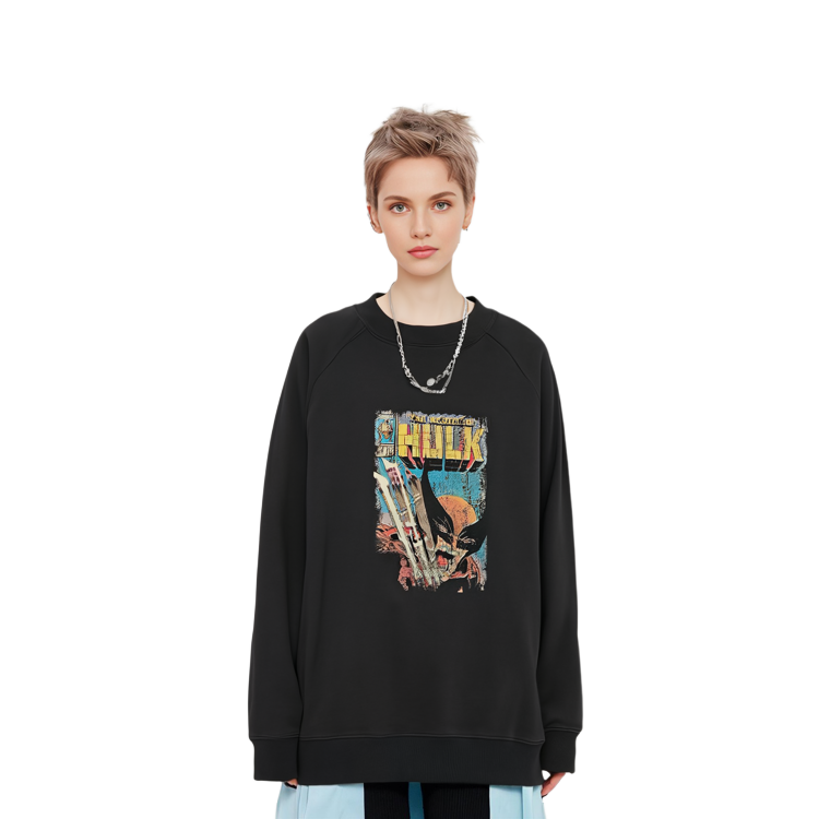 Purchase xVESSEL x Marvel X-Men 金鋼狼對浩克加大版連帽衫 黑色 男女適用 Y23X6101B