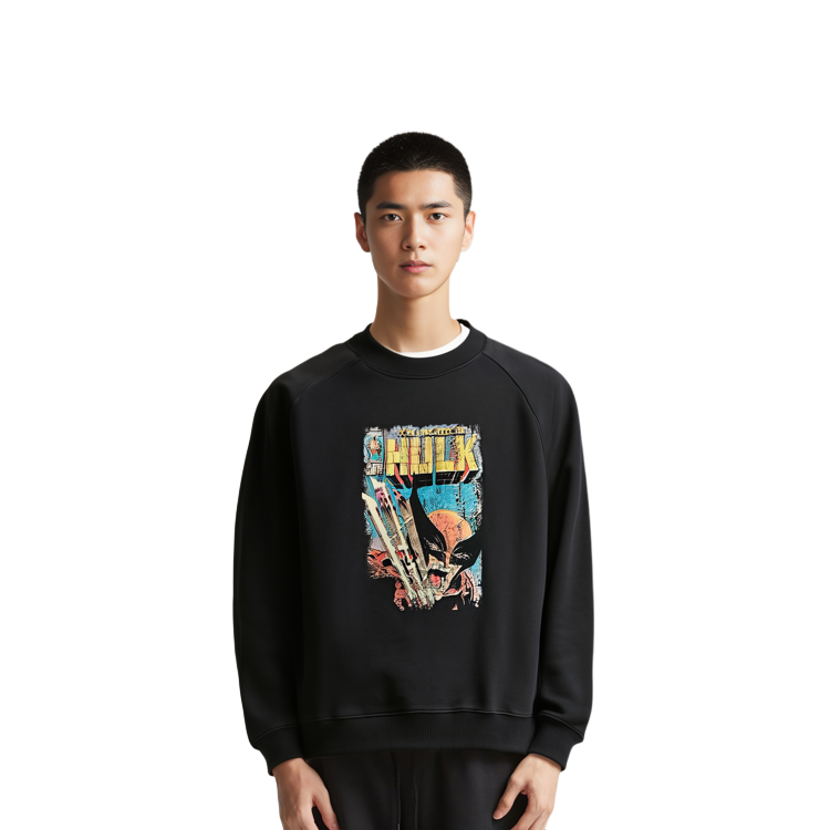 Details for xVESSEL x Marvel X-Men 金鋼狼對浩克加大版連帽衫 黑色 男女適用 Y23X6101B