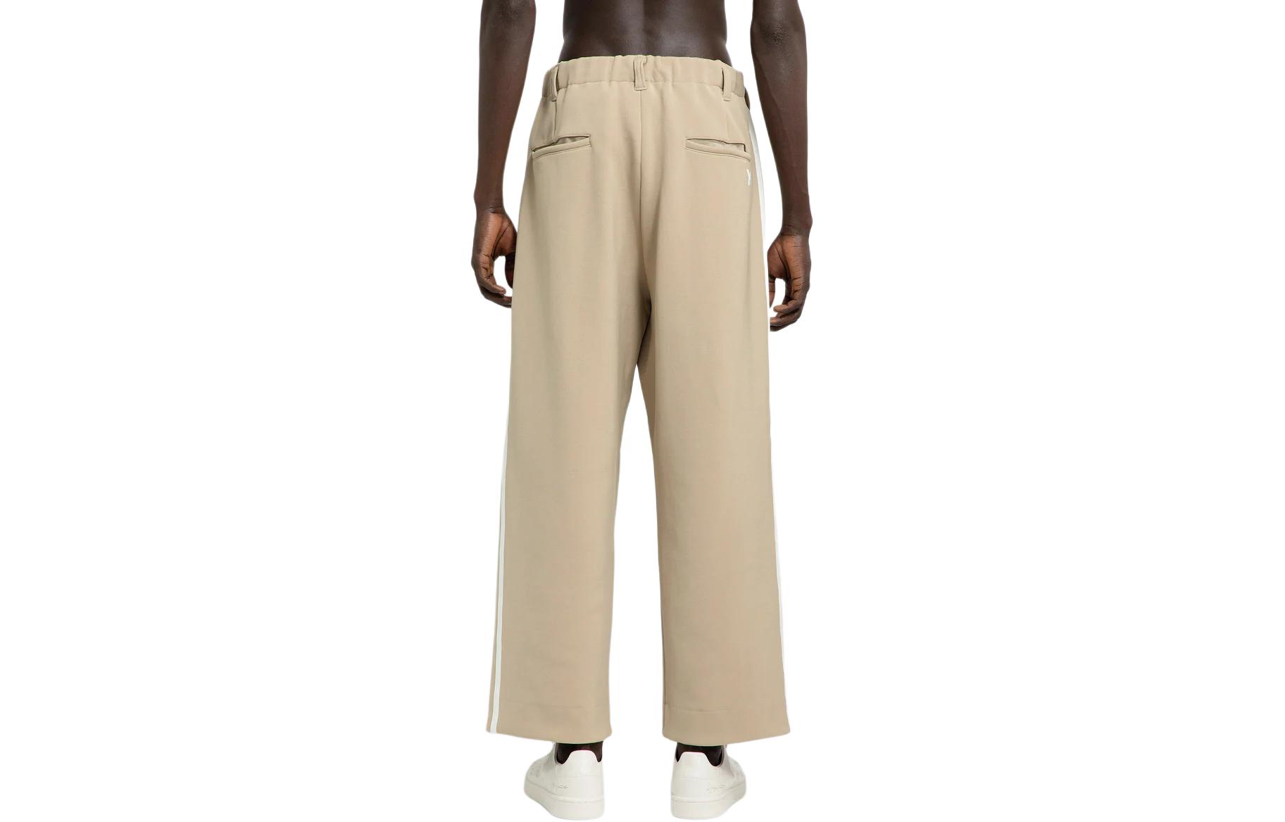 Shop Y-3 Seluar Kasual Beige High-Waisted Straight-Leg dengan Tali Pinggang. IZ3119